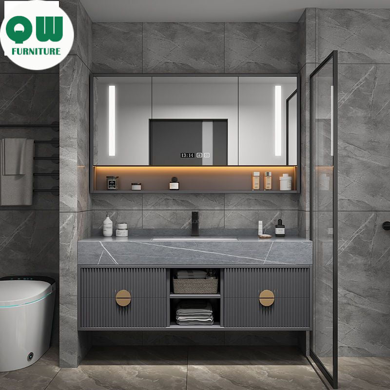 QW- Kabinet Cermin, Gabungan Dua Set Pencuci Muka, Singki Bilik Mandi 