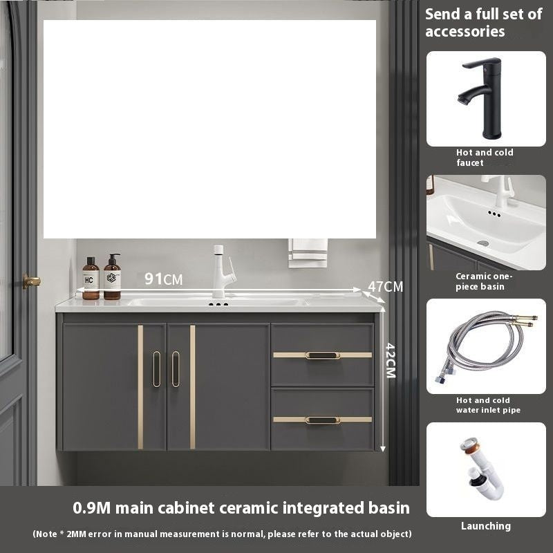 Kabinet Penyimpanan Aluminium QW- Cermin Pintar Set Sinki Bilik Mandi 