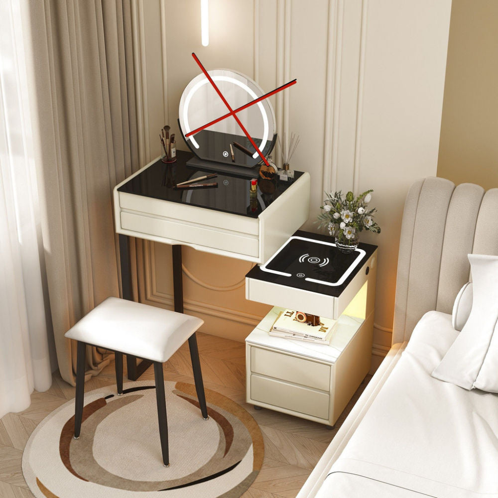 Smart Solid Wood Dressing Table Wireless Charging Bedroom Makeup Single Cabinet Modern Simple