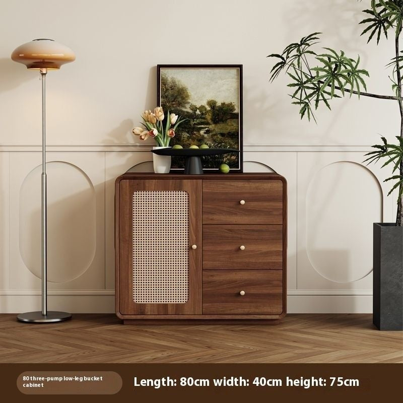 Rattan Woven Round Solid Wood Cabinet One Dressing Table Main Bedroom Corner Foldable