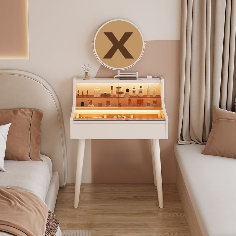 Folding Solid Wood Small Bedroom Premium Feeling Mirror Dressing Table