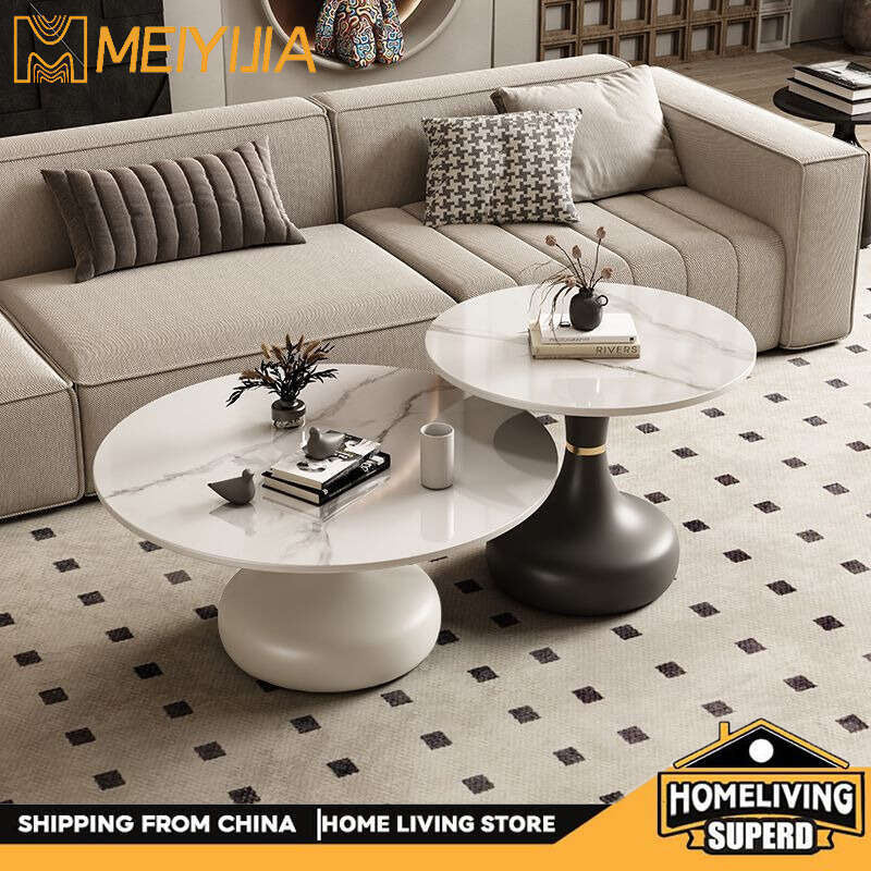 Set batu tulis untuk ruang tamu rumah Meja sisi sofa kopi kecil, meja bulat kecil