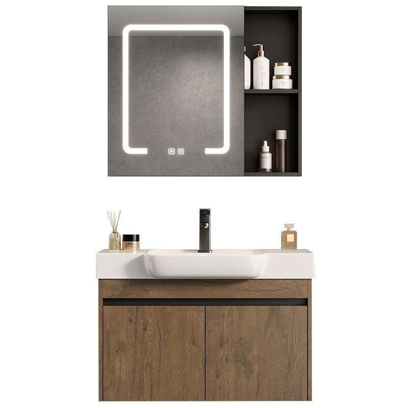 Kabinet Cermin Pintar Penyimpanan Aluminium QW- di Bilik Mandi, Set Singki Bilik Mandi