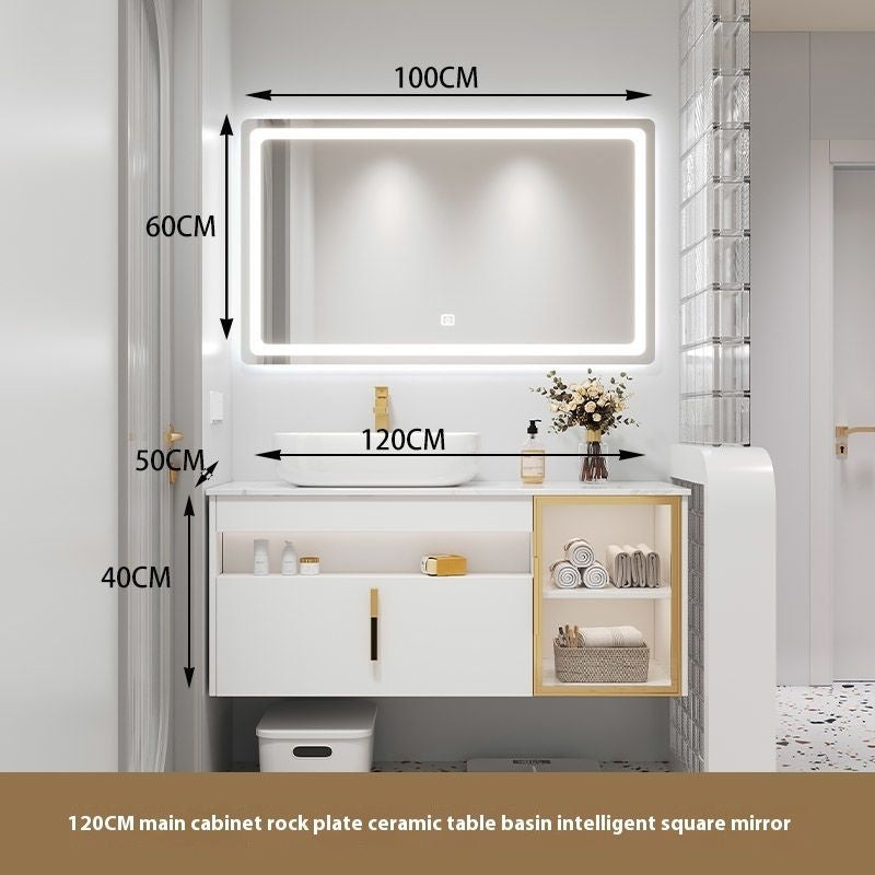 QW- Solid Wood Storage Smart Mirror Cabinet Bathroom Sink Set