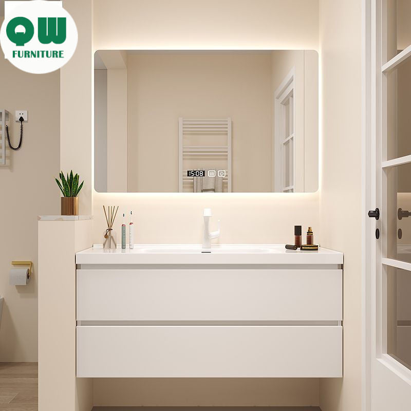 QW- White Storage Smart Mirror Cabinet, Bathroom Sink