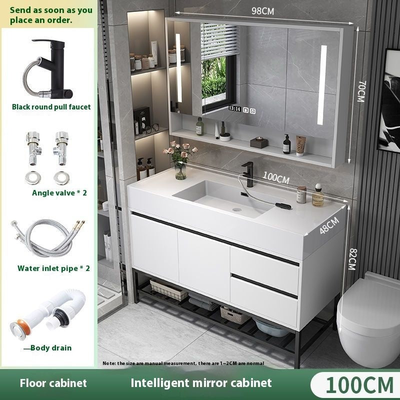 QW- Real Wood Storage Smart Mirror Cabinet Sink Set in the Bathroom