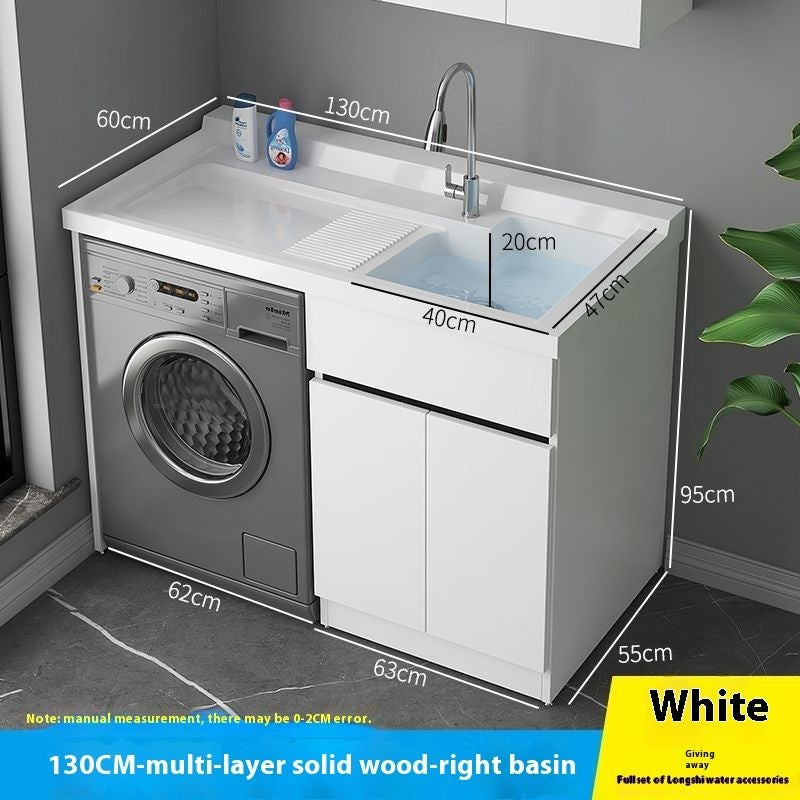 QW- Genuine Wooden Storage Cabinet Bathroom Sink Set Washing Machine Table