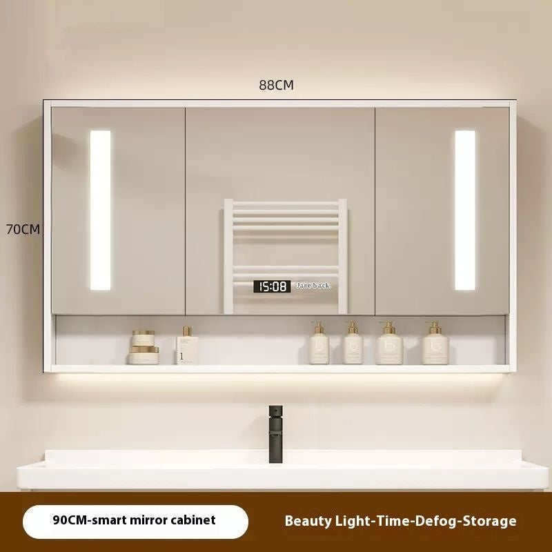 QW- Smart mirror made of real wood, mirror, bathroom storage cabinet
