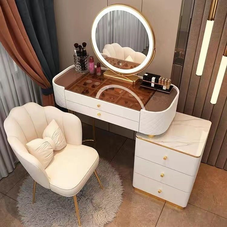 Meja Kabinet Penyimpanan Persalinan Kecil Mudah Gaya Nordik Kaca Jernih Bilik Tidur
