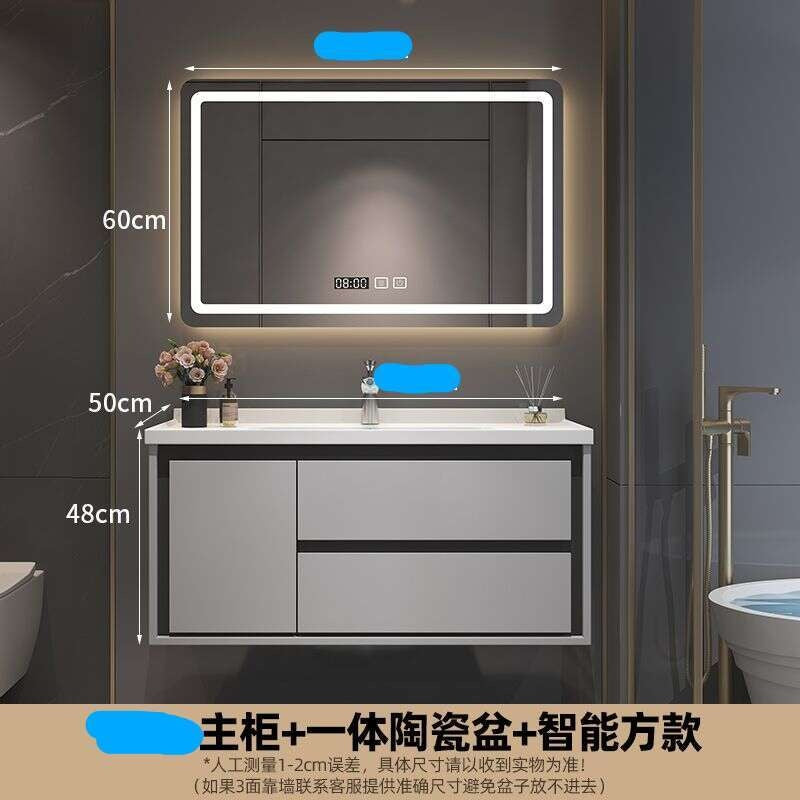 Kabinet Penyimpanan Kayu Oak QW- Set Singki Cermin Pintar di Bilik Mandi 