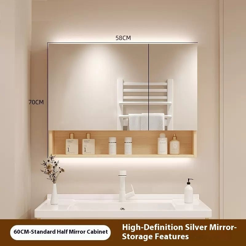 QW- Smart mirror made of real wood, mirror, bathroom storage cabinet