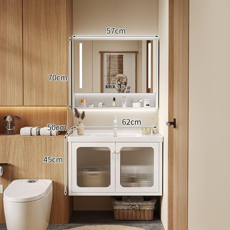 QW- Solid Wood Storage Smart Mirror Cabinet Bathroom Sink Set