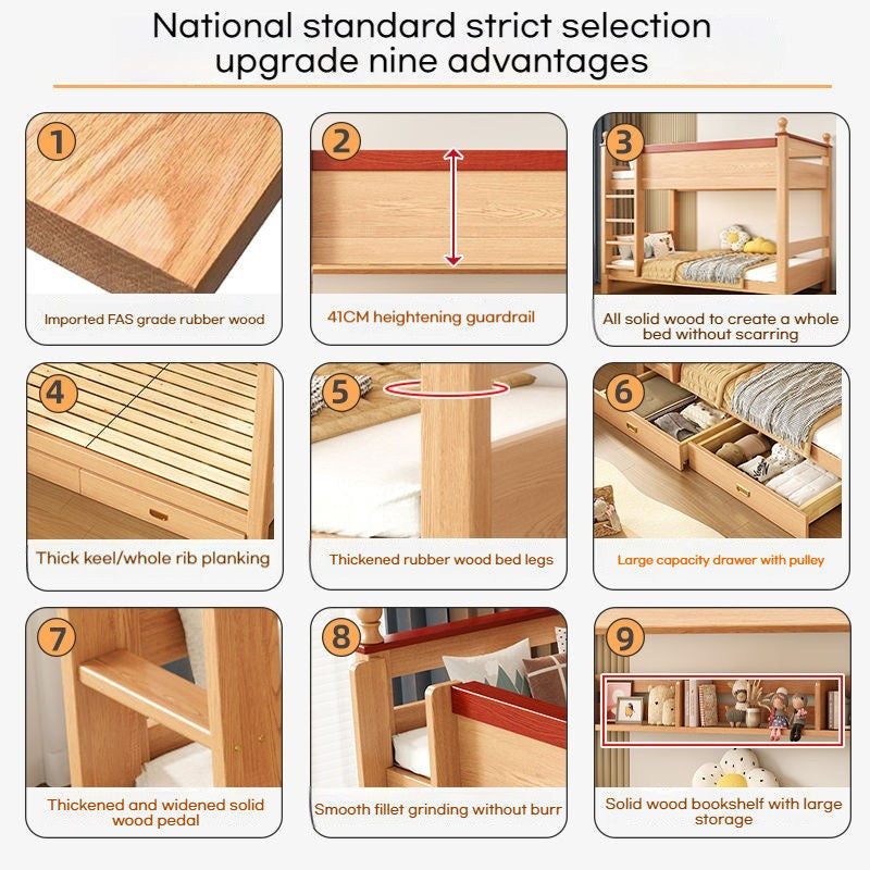 Home page, high low simple upper and lower wooden children's beds, bunk beds