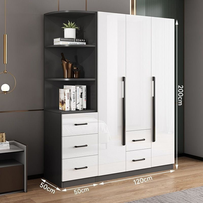 Kabinet Bilik Tidur Kayu Padu Moden Kombinasi Ringkas Nordik Mewah Ringan Dewasa Almari Pakaian Satu Keping Pelbagai Saiz