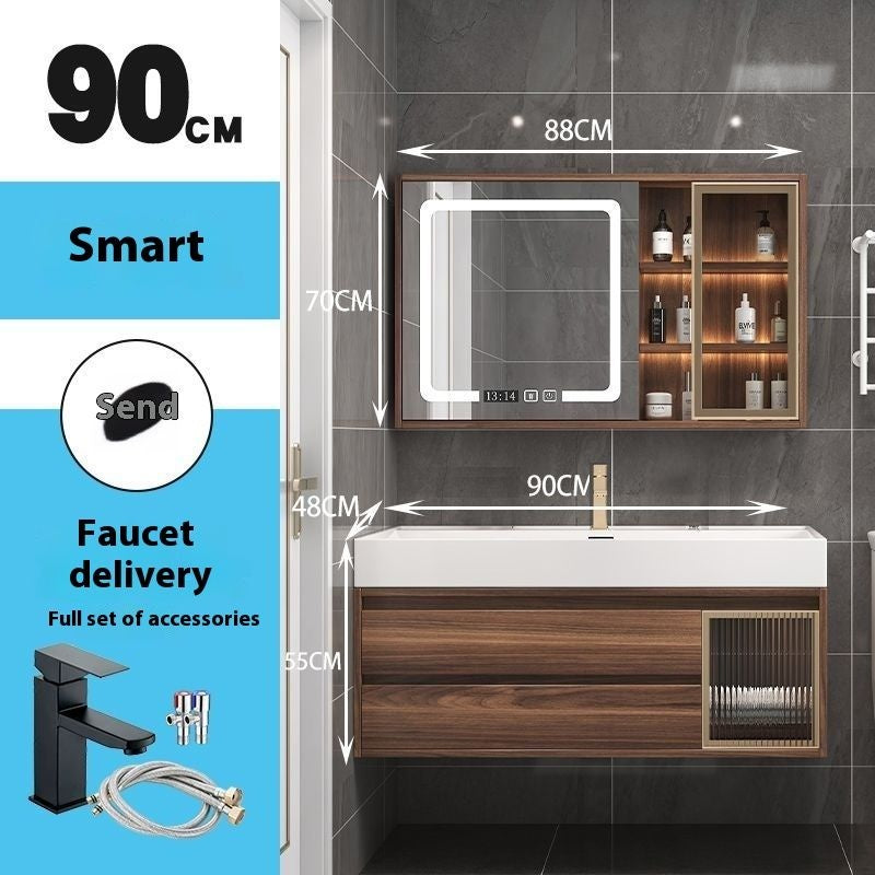 QW- Smart Mirror Real Wood Storage Cabinet in the Bathroom, Bathroom Sink Set