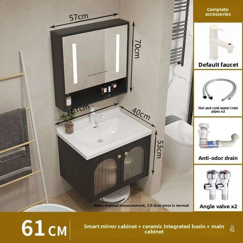 QW- Kabinet kaca pintar untuk storan bilik mandi, lebar 40 cm.