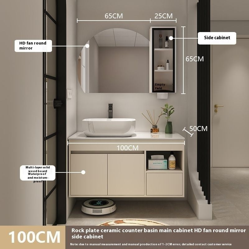 QW- Bilik Mandi Pintar, Kabinet Penyimpanan Bilik Mandi Cermin, Set Besen 