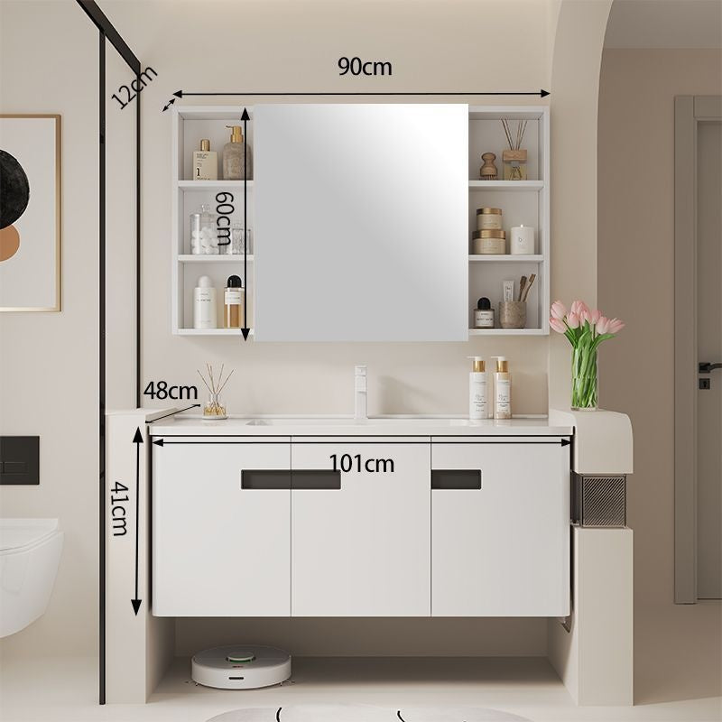 QW- alloy Aluminum makes a storage cabinet for the bathroom, mirror cabinet, and sink set.