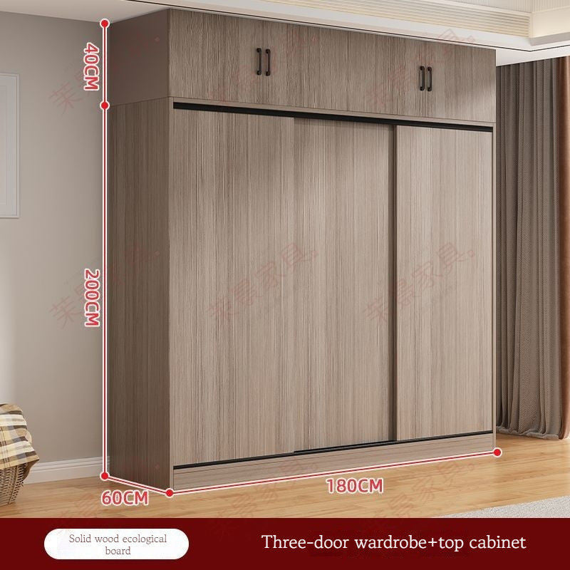 Solid Wood Sliding Door Home Bedroom Modern Simple Storage Cabinet Wardrobe 1.8m