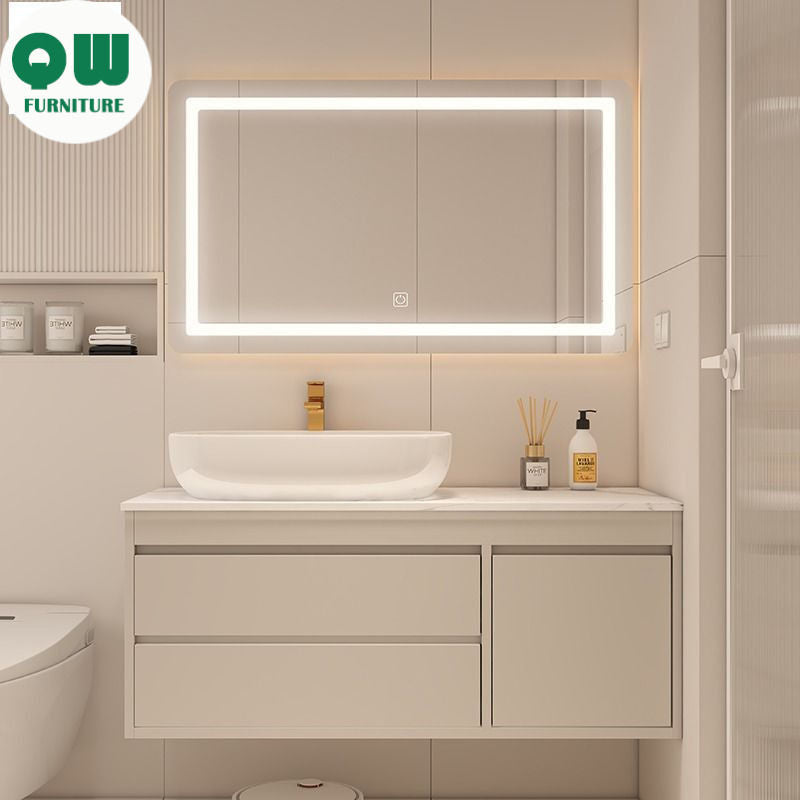QW- Made of Real Wood, Smart Mirror in Bathroom, Bathroom Sink Storage Cabinet