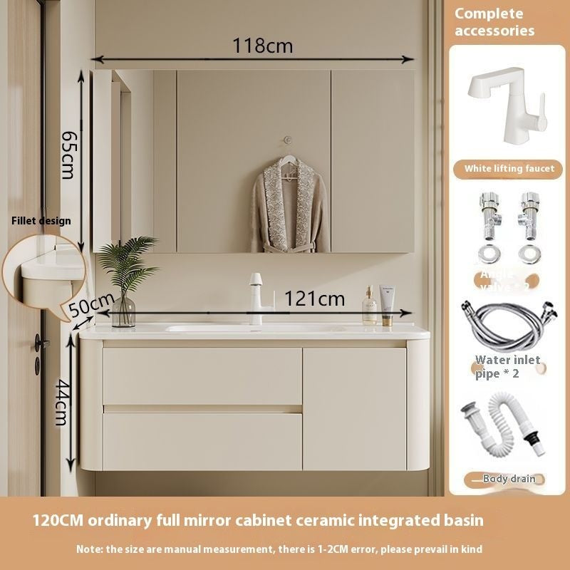 Kabinet Penyimpanan QW- Ins Style, Kabinet Cermin Pintar untuk Bilik Mandi, Set Singki Bilik Mandi 