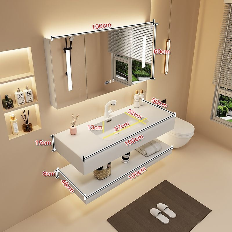 QW- Stone Sink Smart Mirror in the Bathroom Storage Cabinet