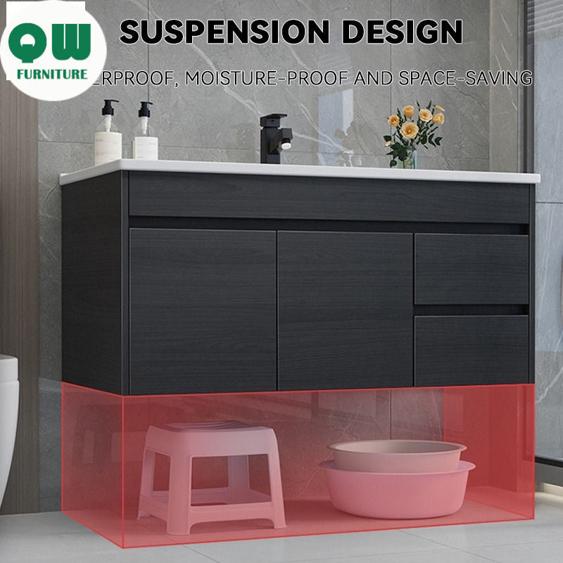 QW- Smart Bathroom, Storage Made of Real Wood, Multipurpose for Bathroom Mirror, and Washbasin Cabinet with Mirror