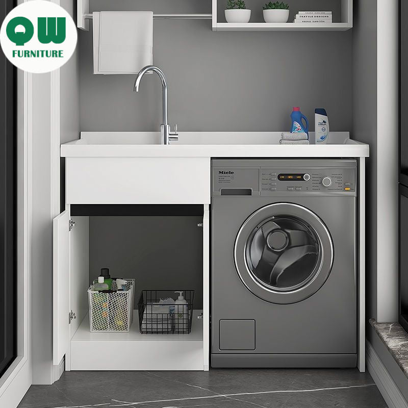 QW- Genuine Wooden Storage Cabinet Bathroom Sink Set Washing Machine Table
