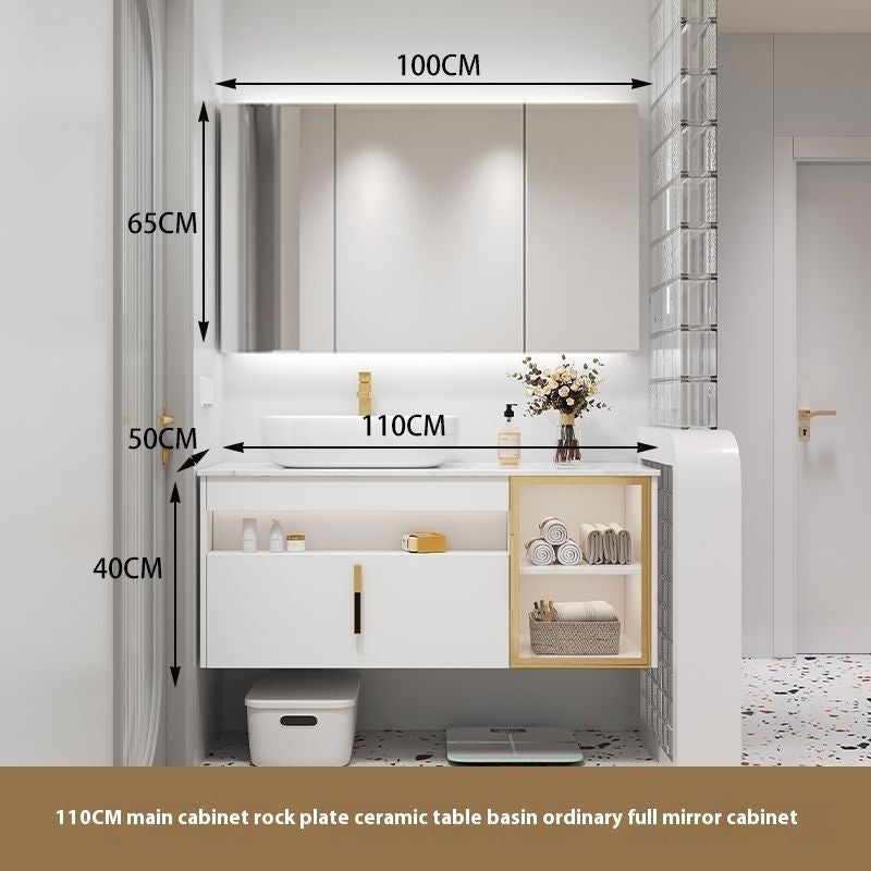 QW- Solid Wood Storage Smart Mirror Cabinet Bathroom Sink Set