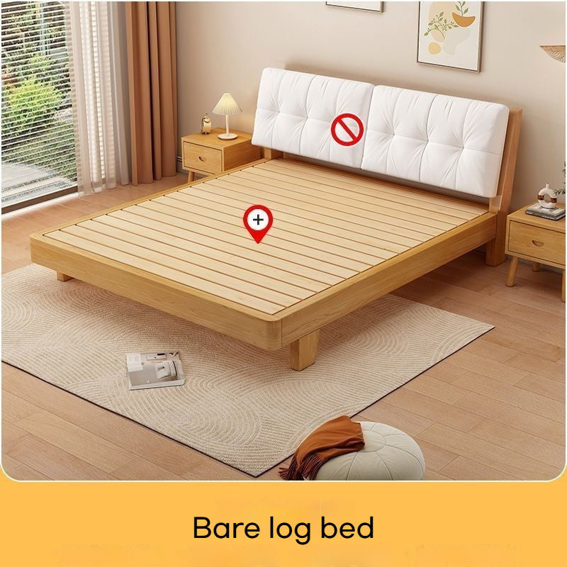 Nordic Solid Wood Full Single 1m x2m Cream Wind Big Bedroom Modern Soft Pack Small Double Bed