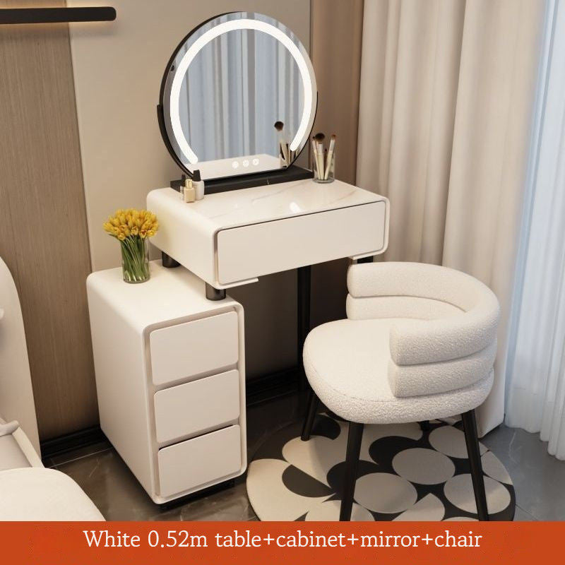 Solid Wood Bedside Table, Simple Dressing Table with Bin Cabinet for Home