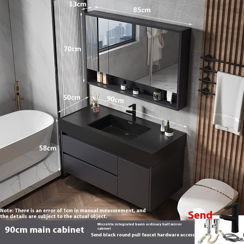 Kabinet Penyimpanan Kayu Asli Kaca Pintar QW-, Sinki Bilik Mandi Nano 