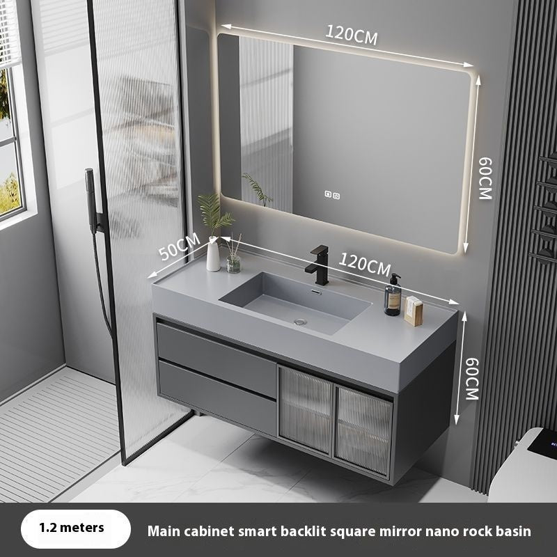 QW- Solid Wood Storage Smart Mirror Cabinet Bathroom Sink Set