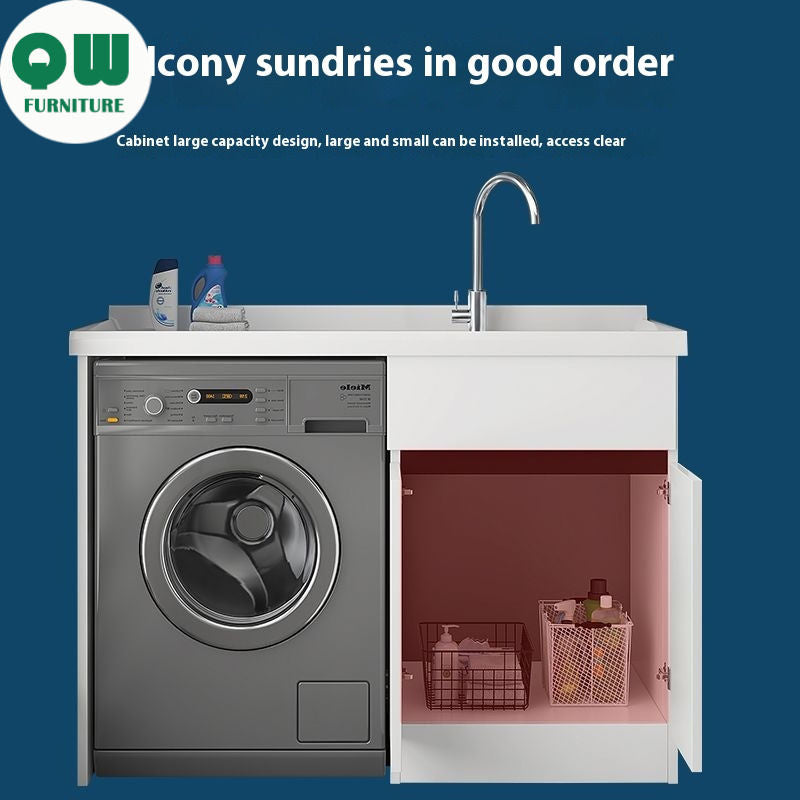 QW- Genuine Wooden Storage Cabinet Bathroom Sink Set Washing Machine Table