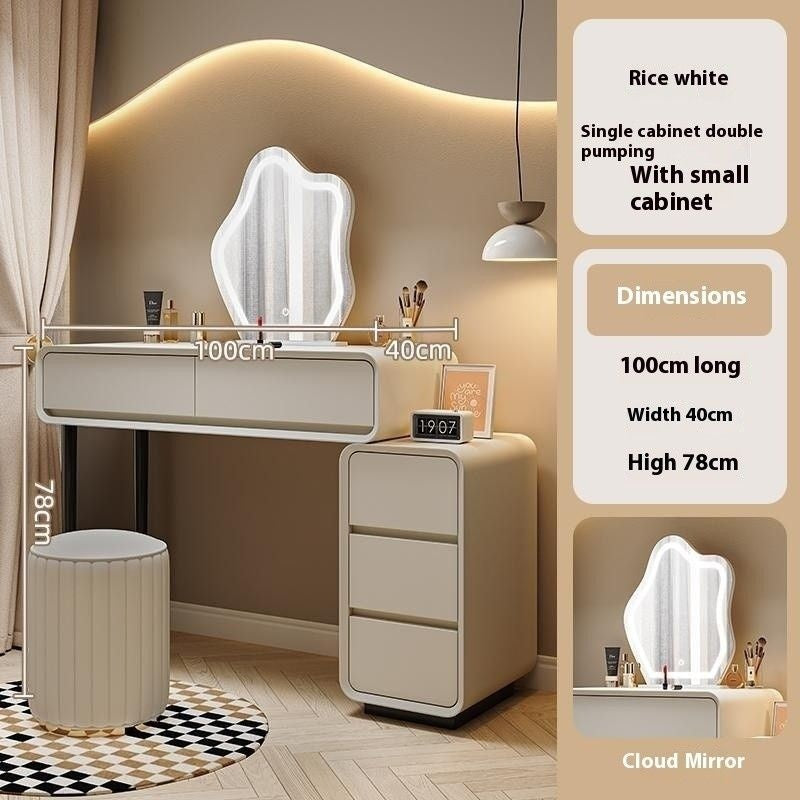 Cream Wind Solid Wood Large Bedroom Modern Simple Foldable Chest of Drawers One Dressing Table