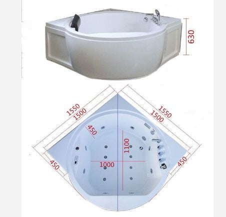 QW- Double Acrylic Heated Temperature Massage Bathtub