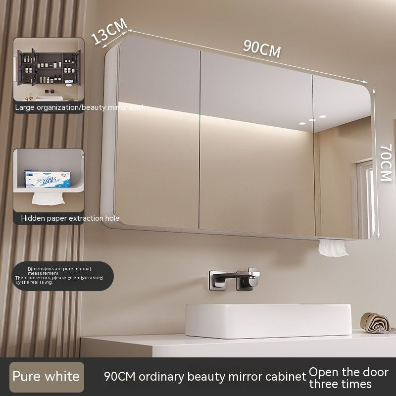 QW- Smart Mirror Cabinet Bathroom Aluminum Metal Can Display Time and Clear Fog