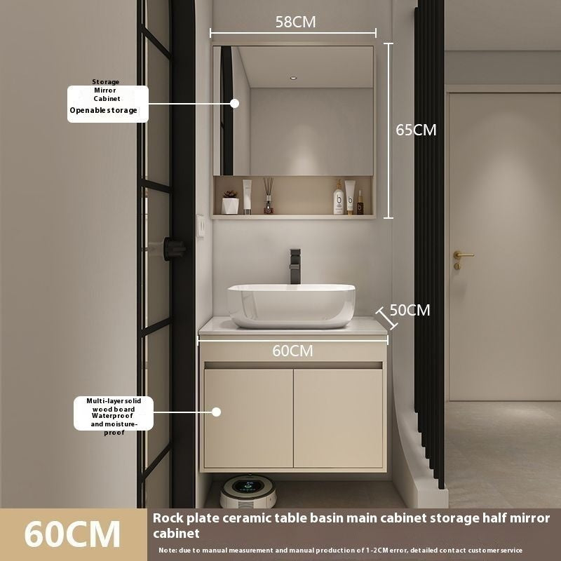QW- Bilik Mandi Pintar, Kabinet Penyimpanan Bilik Mandi Cermin, Set Besen 