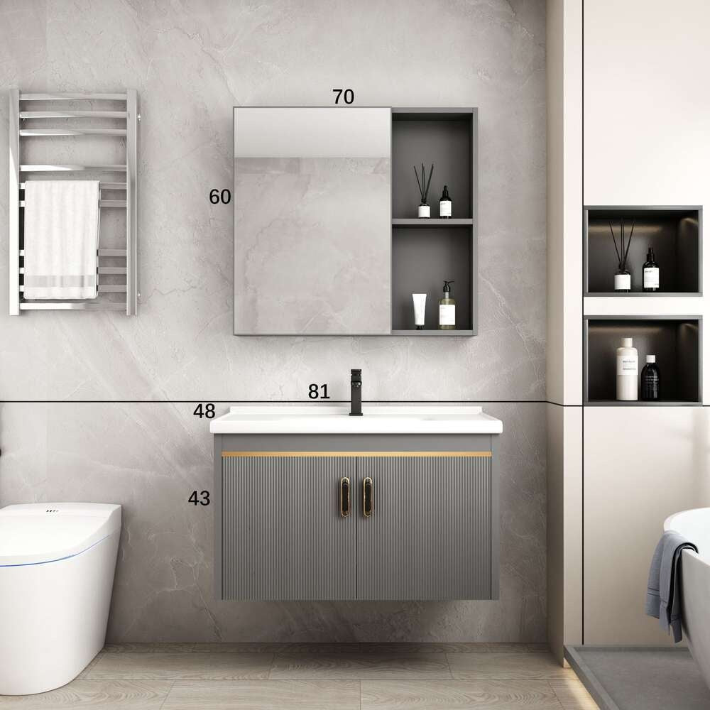 Kabinet Penyimpanan Aluminium QW- Cermin Pintar di Bilik Mandi, Singki Bilik Mandi 