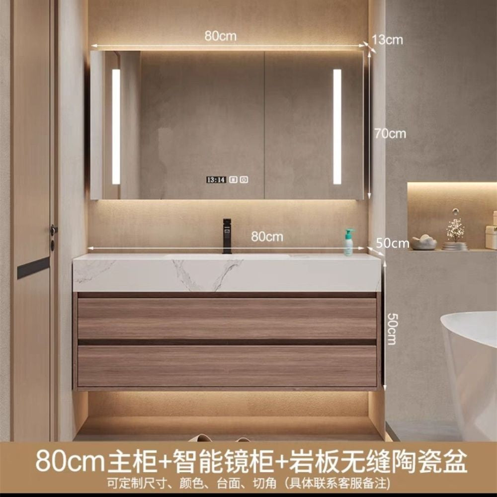 QW- High-quality storage made of real wood for smart mirror cabinet in the bathroom, bathroom sink.