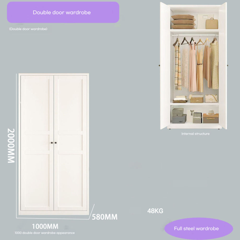Closet, wrought iron home bedroom storage, European style cream color, wardrobe, children's wardrobe
