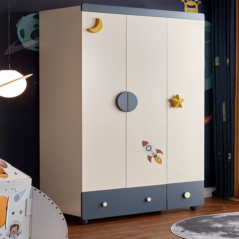 Kabinet Almari Kanak-kanak Kayu Moden Kesederhanaan Rumah Bilik Tidur Kecil 3 Pintu Pasang Siap Kabinet Almari