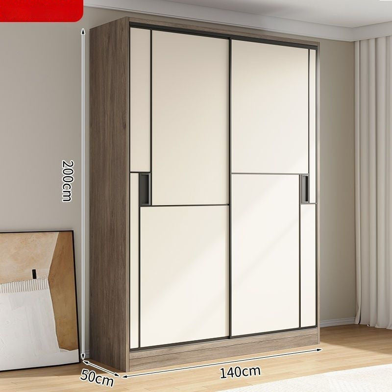 Solid Wood Sliding Door Wardrobe Large Capacity Multifunctional Storage Bedroom Multi-layer