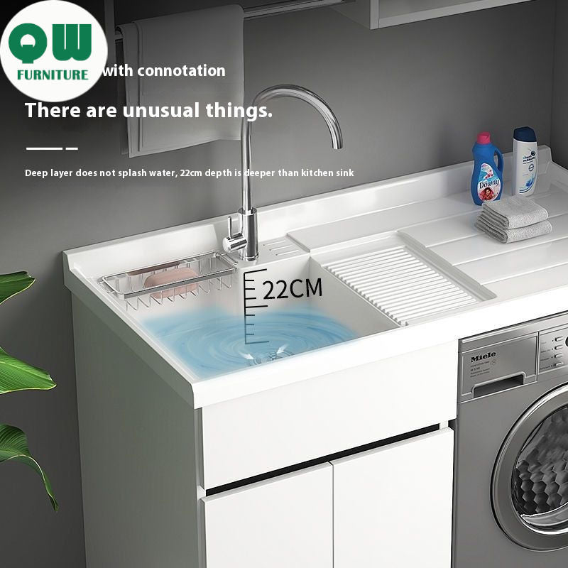 QW- Genuine Wooden Storage Cabinet Bathroom Sink Set Washing Machine Table