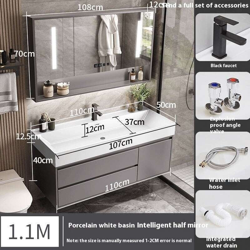 QW- Stone Basin Smart Mirror Bathroom Storage Cabinet