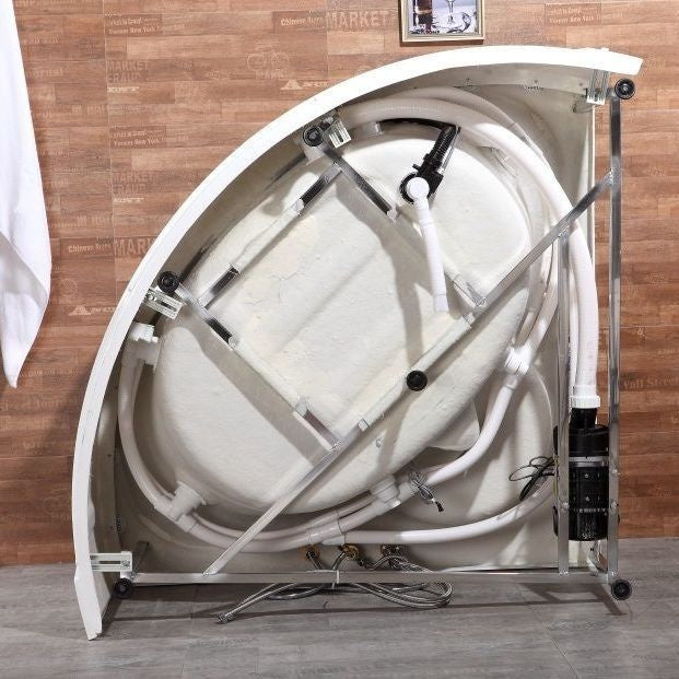 QW- Fan-shaped Acrylic Bathtub With massage system and colored lights