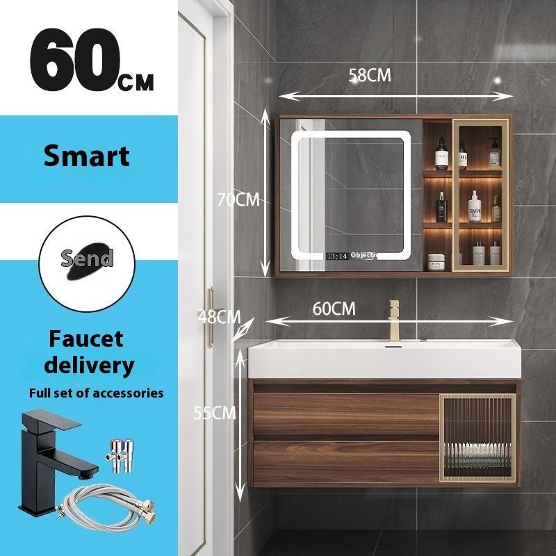 QW- Smart Mirror Real Wood Storage Cabinet in the Bathroom, Bathroom Sink Set