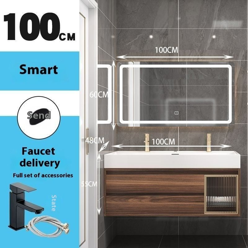 QW- Smart Mirror Real Wood Storage Cabinet in the Bathroom, Bathroom Sink Set