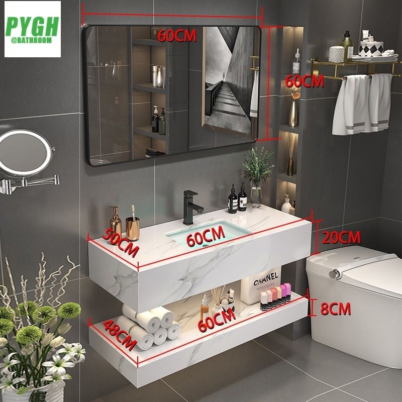 QW- Marble Sink Storage Cabinet Smart Mirror in the Bathroom