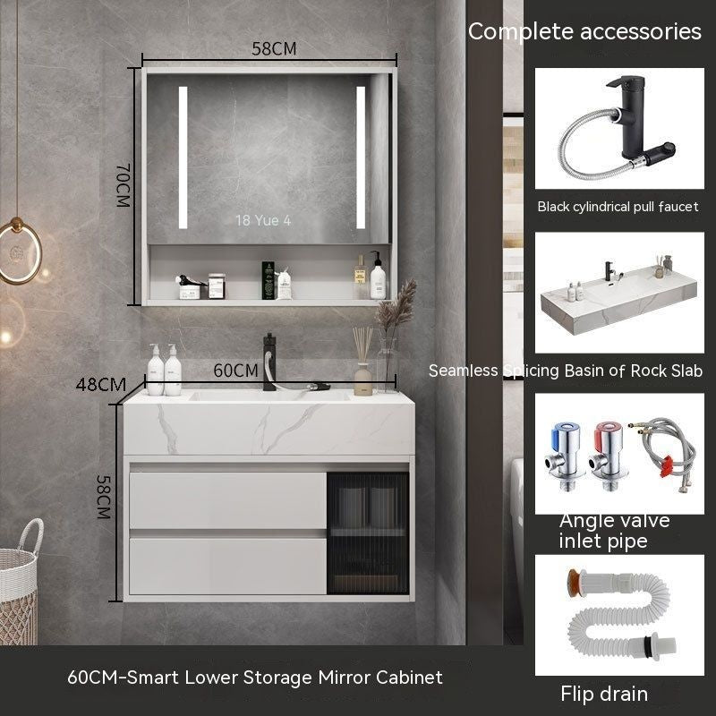 QW- Bilik Mandi Pintar, Kabinet Penyimpanan Bilik Mandi Cermin, Set Besen 